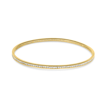 Load image into Gallery viewer, Sterling Silver Gold Plated Clear CZ 2.8mm Bangle Bracelet