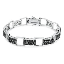 Load image into Gallery viewer, Sterling Silver Rhodium Plated Black CZ Tennis Bracelet