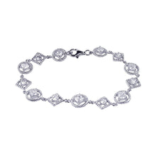 Load image into Gallery viewer, Sterling Silver Rhodium Plated Multi Shape Clear CZ Bracelet