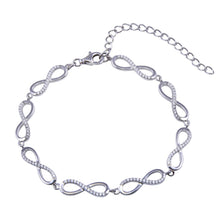 Load image into Gallery viewer, Sterling Silver Clear CZ Infinity Tennis Bracelet