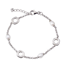 Load image into Gallery viewer, Sterling Silver Rhodium Plated Square Mother Of Pearl Adjustable Bracelet