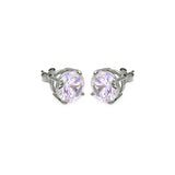 Sterling Silver Rhodium Plated ABL CZ Round Basket Set Studs