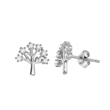 Load image into Gallery viewer, Sterling Silver Rhodium Plated Tree Earrings