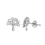 Sterling Silver Rhodium Plated Tree Earrings