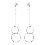 Sterling Silver Rhodium Plated Hoop Shape Dangling Earrings