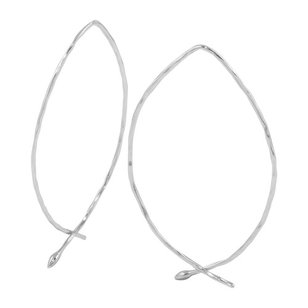 Sterling Silver Rhodium Plated Pull Through Shaped Earrings