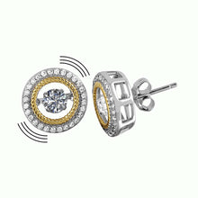 Load image into Gallery viewer, Sterling Silver Rhodium Plated And Gold Plated Open Circle Earrings With CZ