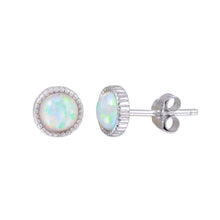 Load image into Gallery viewer, Sterling Silver Rhodium Plated Synthetic Opal Earrings