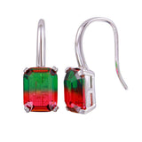 Sterling Silver Rhodium Plated Dangling Gradient CZ Earrings