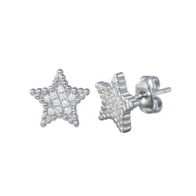 Load image into Gallery viewer, Sterling Silver Rhodium Plated Star CZ Stud Earrings