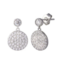 Load image into Gallery viewer, Sterling Silver Rhodium Plated Round CZ Dangling Earrings