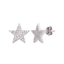 Load image into Gallery viewer, Sterling Silver Rhodium Plated CZ Star Stud Earrings