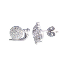 Load image into Gallery viewer, Sterling Silver Rhodium Plated Snail CZ Stud Earrings