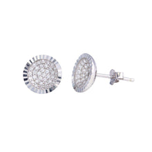 Load image into Gallery viewer, Sterling Silver Rhodium Plated CZ Encrusted DC Bowl Shape Stud Earrings