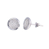 Sterling Silver Rhodium Plated CZ Encrusted DC Bowl Shape Stud Earrings