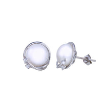 Load image into Gallery viewer, Sterling Silver Rhodium Plated Fresh Water Pearl Earrings
