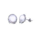 Sterling Silver Rhodium Plated Fresh Water Pearl Earrings