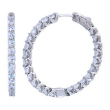 Sterling Silver Rhodium Plated Inside Out CZ Hoop Vault Lock Earrings