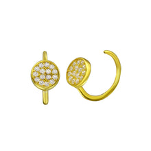 Load image into Gallery viewer, Sterling Silver Gold Plated CZ Disc Semi-Hoop Earrings