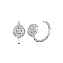 Load image into Gallery viewer, Sterling Silver Rhodium Plated CZ Disc Semi-Hoop Earrings