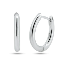 Load image into Gallery viewer, Sterling Silver Rhodium Plated Oval Hoop Earrings