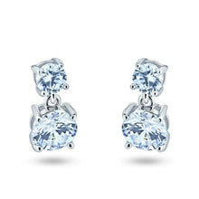 Load image into Gallery viewer, Sterling Silver Rhodium Plated Dangling Round CZ Earrings