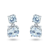 Sterling Silver Rhodium Plated Dangling Round CZ Earrings