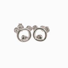 Load image into Gallery viewer, Sterling Silver Rhodium Plated Bear Silhouette Clear CZ Stud Earrings Dimensions-10.1mmx8.8mm