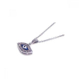 Sterling Silver Necklace with Modish Paved Czs Blue Evil Eye Pendant