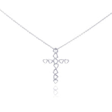 Load image into Gallery viewer, Sterling Silver Rhodium Plated Clear CZ Cross Pendant Necklace