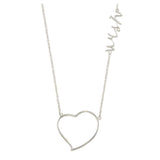 Sterling Silver Rhodium Plated Heart  Wish  Necklace