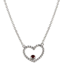 Load image into Gallery viewer, Sterling Silver Rhodium Plated Heart Pendant with Red CZ