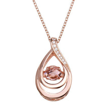 Load image into Gallery viewer, Sterling Silver Rose Gold Plated Open Teardrop Necklace With Dancing Pink CZ