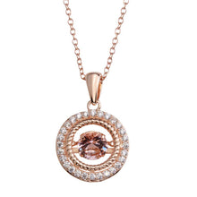 Load image into Gallery viewer, Sterling Rose Gold Plated Open Pendant Necklace with Dancing CZ