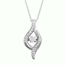 Load image into Gallery viewer, Sterling Silver Rhodium Wave Design Necklace With Dancing Center CZ