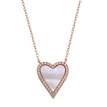 Load image into Gallery viewer, Sterling Silver Rose Gold Plated Heart Mother of Pearl Necklace