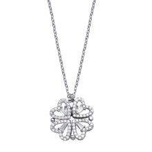 Load image into Gallery viewer, Sterling Silver Rhodium Plated CZ Open Magnetic Flower Heart Necklace