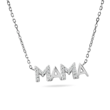 Load image into Gallery viewer, Sterling Silver Rhodium Plated Mama CZ Necklace