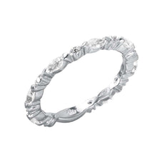 Load image into Gallery viewer, Sterling Silver Thin Stackable Ring Set with Round and Marquise Cut Clear CzsAnd Band Width of 2MM
