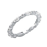 Sterling Silver Thin Stackable Ring Set with Round and Marquise Cut Clear CzsAnd Band Width of 2MM