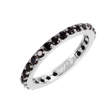 Load image into Gallery viewer, Sterling Silver Black Czs Stackable Eternity Band Ring with Ring Width of 2.3MM