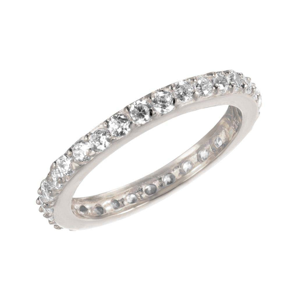 Sterling Silver Clear Czs Stackable Eternity Band Ring with Ring Width of 2.3MM