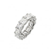 Load image into Gallery viewer, Sterling Silver Rhodium Plated Eternity Square Clear CZ Ring