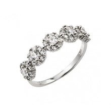 Load image into Gallery viewer, Sterling Silver Rhodium Plated 5 Cluster CZ Ring
