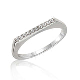 Sterling Silver Rhodium Plated  Stackable Flat Top Eternity Ring With CZ StoneAnd Thickness 2.1mm