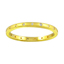 Load image into Gallery viewer, Sterling Silver Matte Finish Gold Plated CZ Eternity Ring