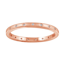 Load image into Gallery viewer, Sterling Silver Matte Finish Rose Gold Plated CZ Eternity Ring