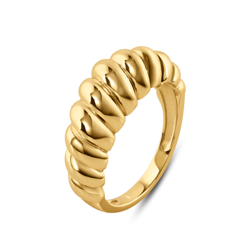 Sterling Silver Gold Plated Croissant Design Ring Width-7.9mm