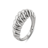 Sterling Silver Rhodium Plated Croissant Design Ring Width-7.9mm
