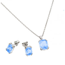 Load image into Gallery viewer, Sterling Silver Rhodium Plated Zircon CZ Stud Earring And Necklace Set